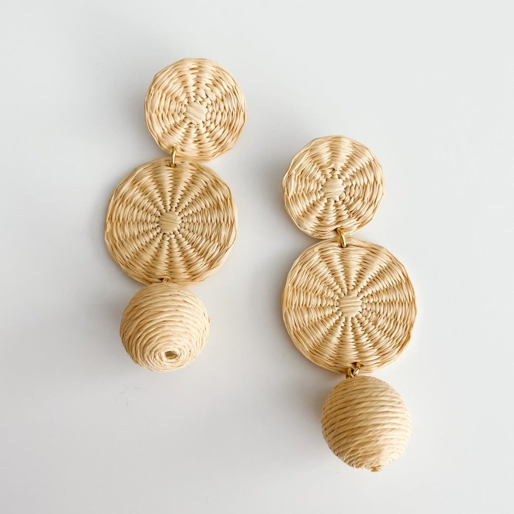 J. Crew Triple-Drop Raffia Earrings (Natural)